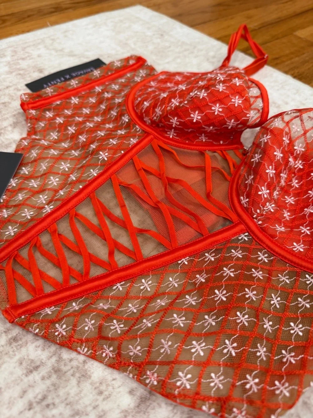 Savage X Fenty Star Mesh Bustier & Strappy Thong Set - Picture 3 of 10